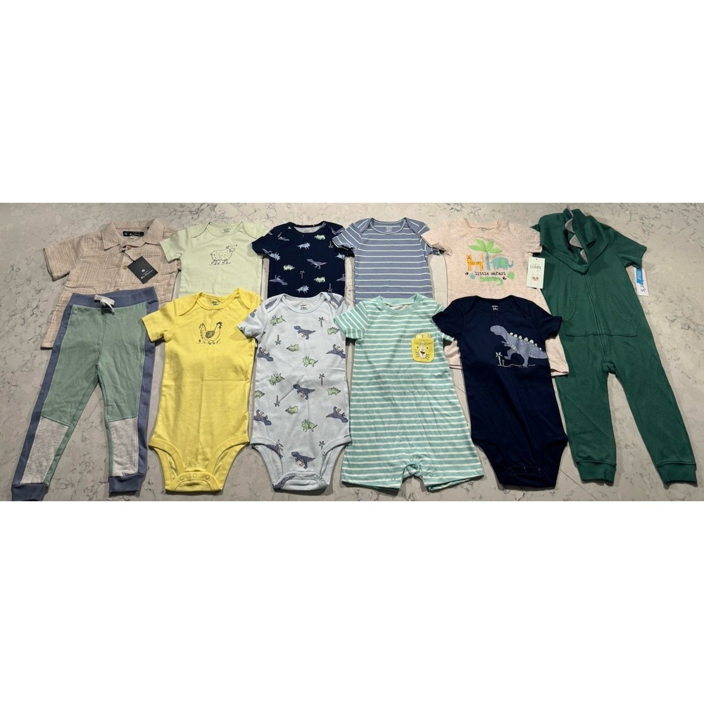 Lot Of 11 Carter's Baby Boy Clothes 24 Months 24M Rompers Outfit Sets 3 NWT
